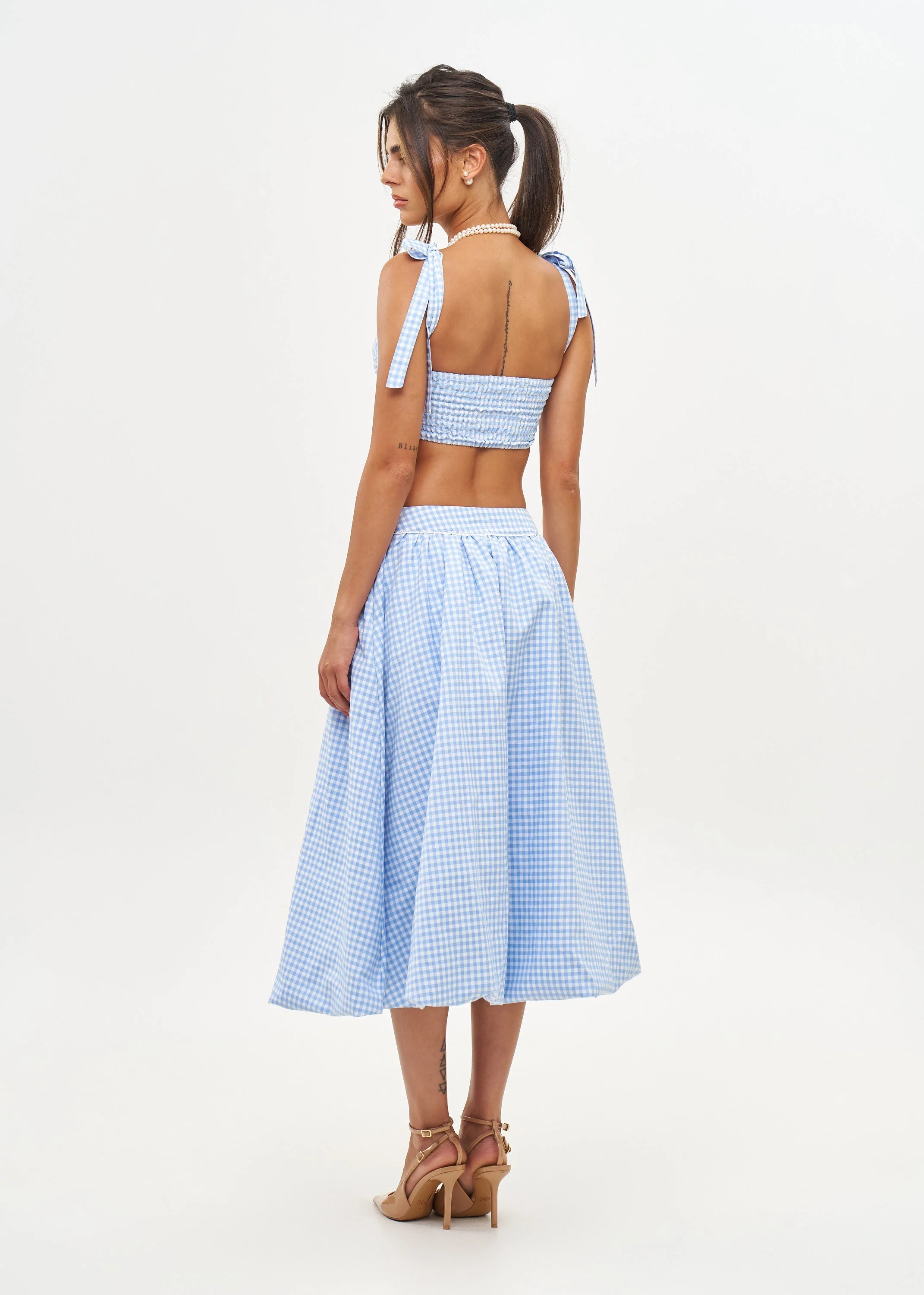 ALBA LIGHT BLUE GINGHAM - SKIRT - Image 5