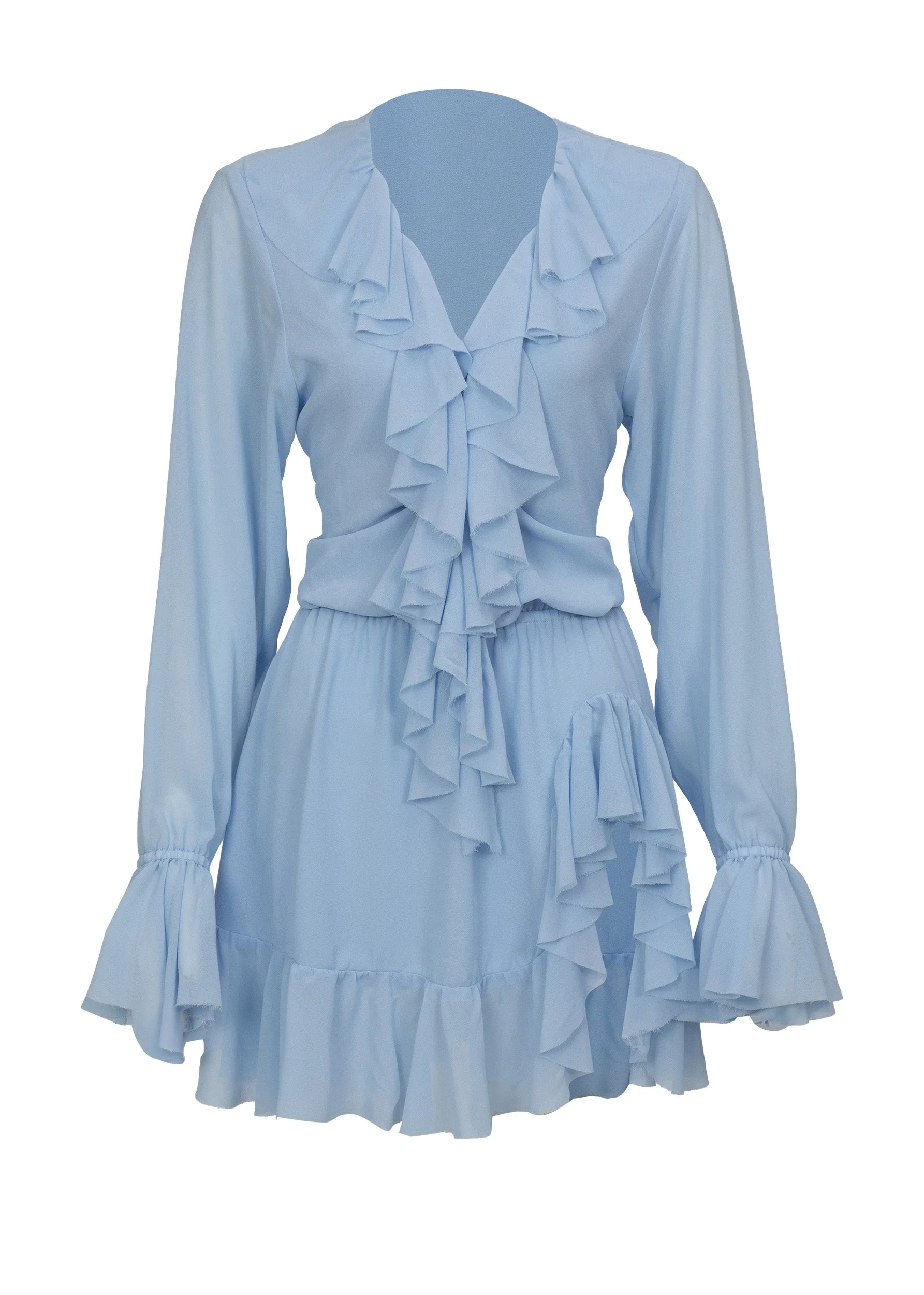 BELLEN RUFFIED PACIFIC BLUE - MINI DRESS - Image 6