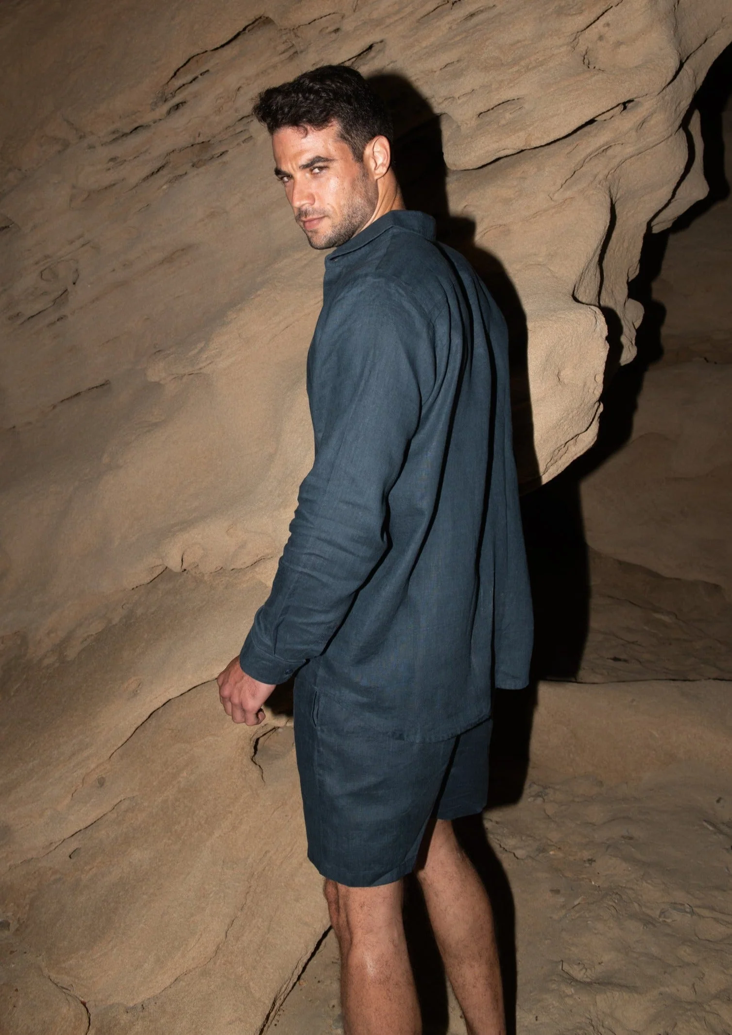DANNY LINEN DARK BLUE - SHORTS - Image 2