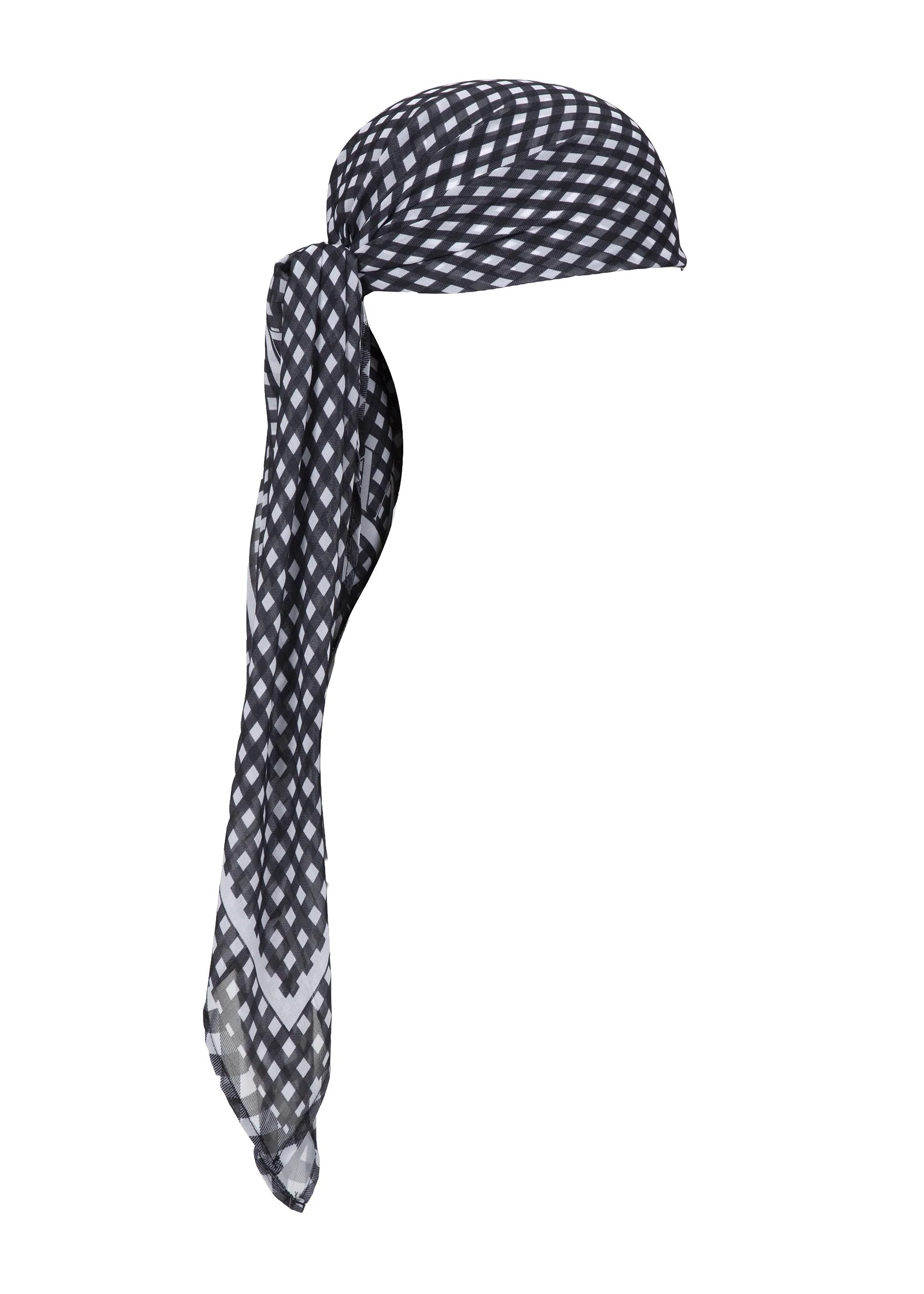 HEAD SCARF BLACK & WHITE GINGHAM - Image 4