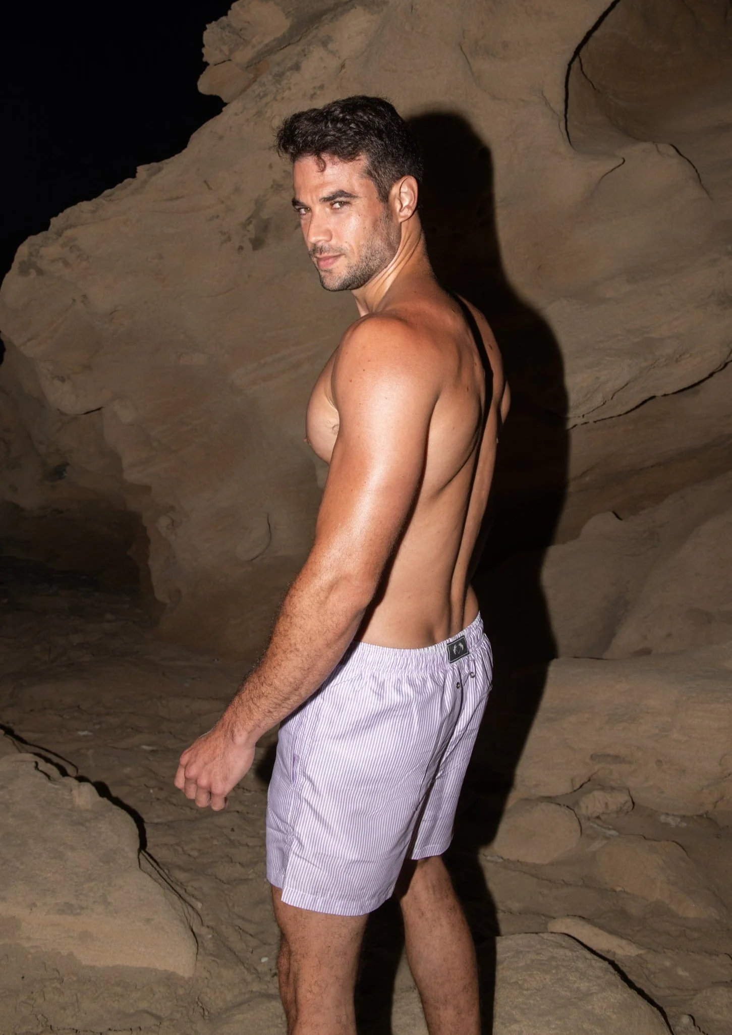 MAN SWIM SHORT - PURPLE STRIPES - Image 3